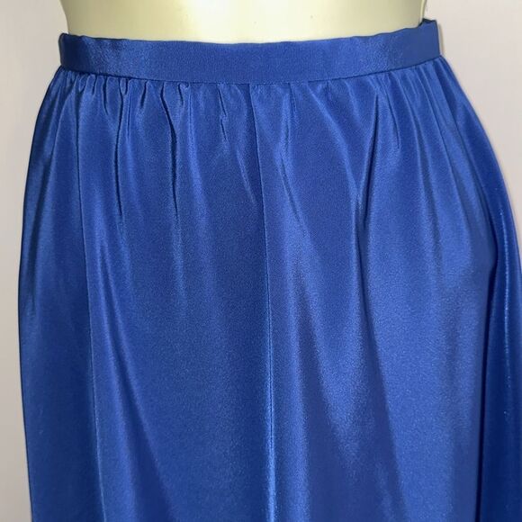 Vintage 80s Espresso Brand Royal Blue Full Polyester Midi Skirt - Picture 2 of 8